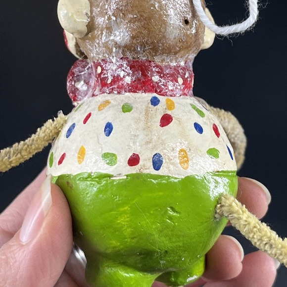 Penny McAllister Clown Sock Monkey Christmas Tree Ornament Yellow Red Polka Dots - Picture 9 of 16